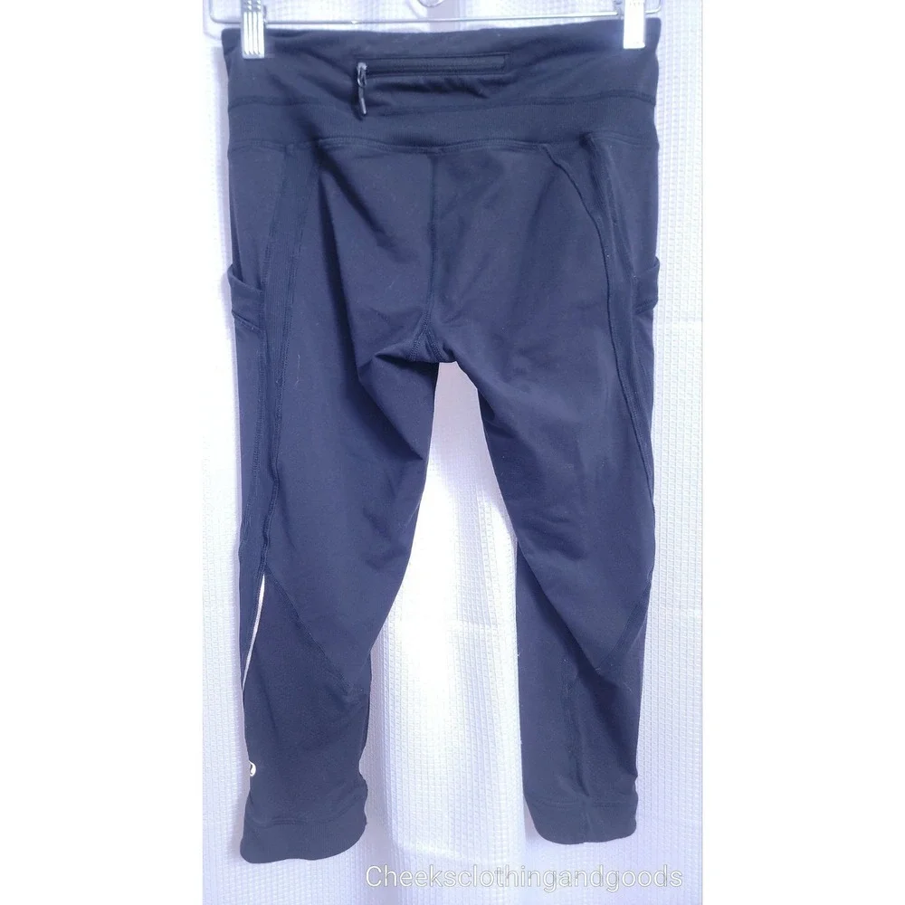 Lululemon 6 Run Chase Me Crop Black Leggings W6718S